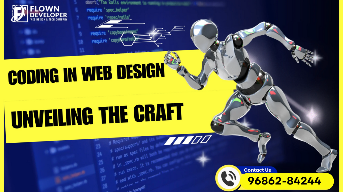 Developer coding web design layout on laptop screen”